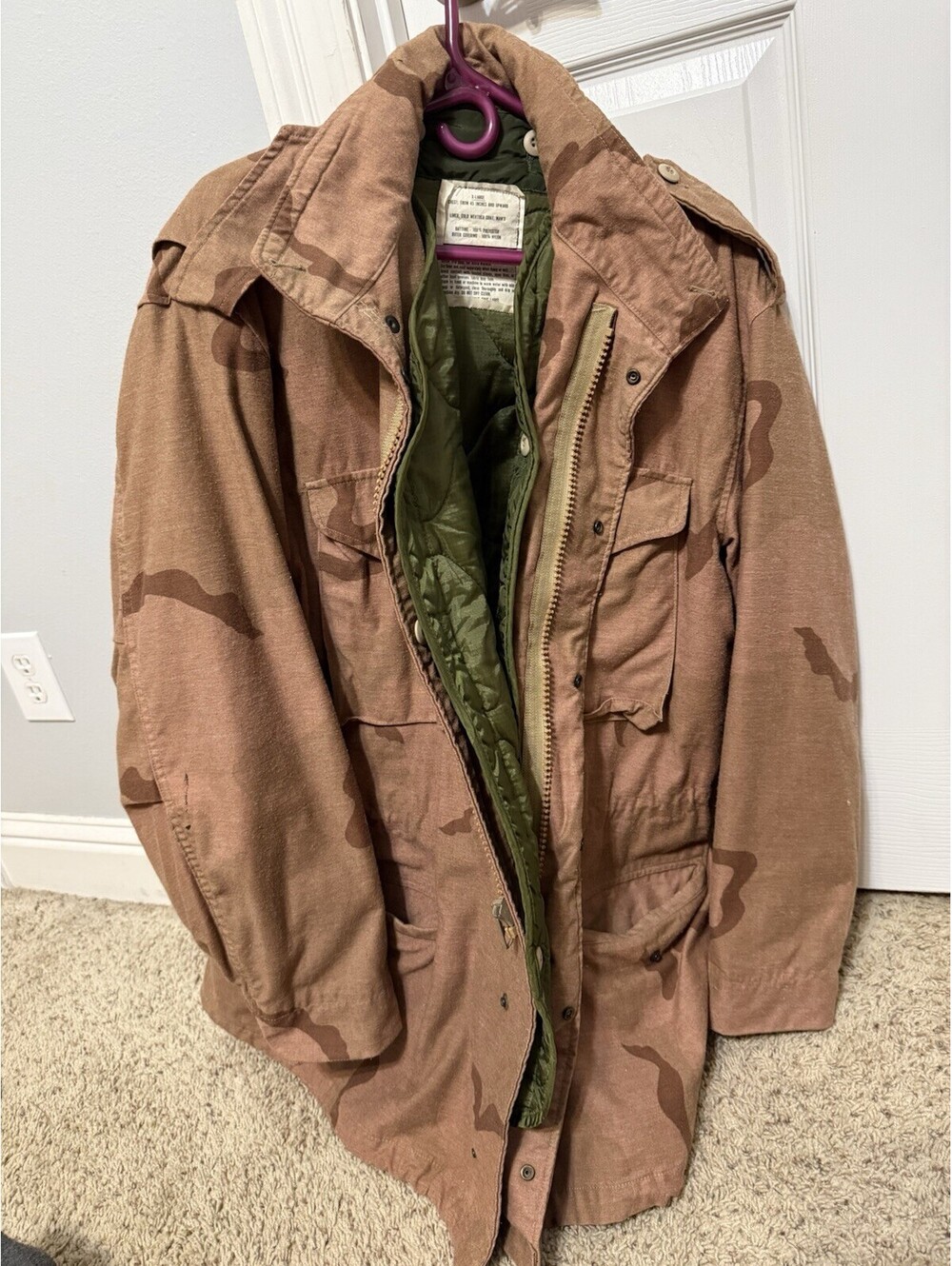 Military M65 Cold Weather Field Coat Desert Camo Size XL USA